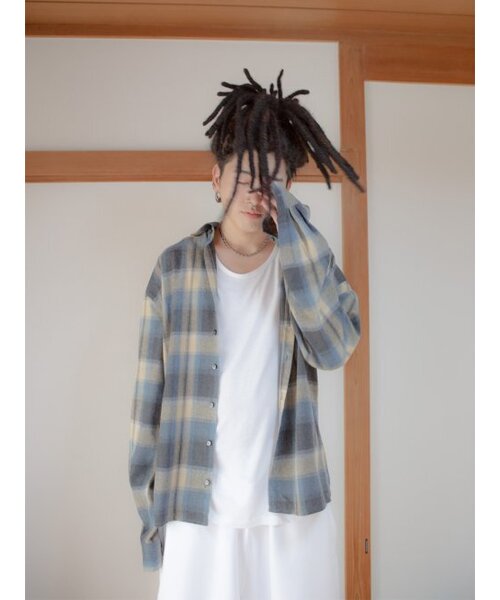 GOZER(ゴーザー)の「OVERSIZED FLANNEL CHECK SHIRTS_LIGHT BLUE(シャツ/ブラウス・メンズ・ライトブルー・ONE SIZE)」の3枚目の写真
