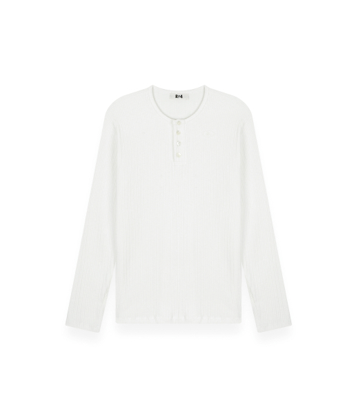 R-0036 / R4-SIGNATURE HENLEY NECK LONGSLEEVE(WHITE)（Tシャツ