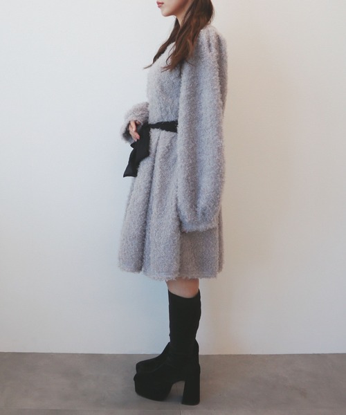 CECIL McBEE(セシルマクビー)の「プードルリボンベルトミニワンピース(ワンピース・レディース・ベージュ/アイボリー/ブラック/グレー・MEDIUM)」の10枚目の写真