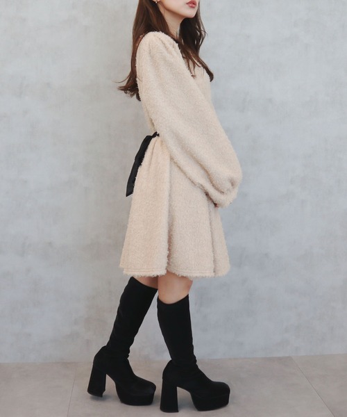 CECIL McBEE(セシルマクビー)の「プードルリボンベルトミニワンピース(ワンピース・レディース・ベージュ/アイボリー/ブラック/グレー・MEDIUM)」の16枚目の写真