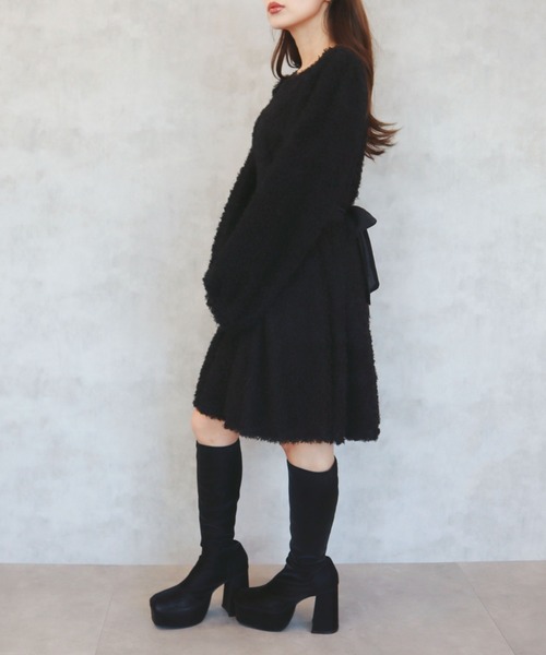 CECIL McBEE(セシルマクビー)の「プードルリボンベルトミニワンピース(ワンピース・レディース・ベージュ/アイボリー/ブラック/グレー・MEDIUM)」の18枚目の写真