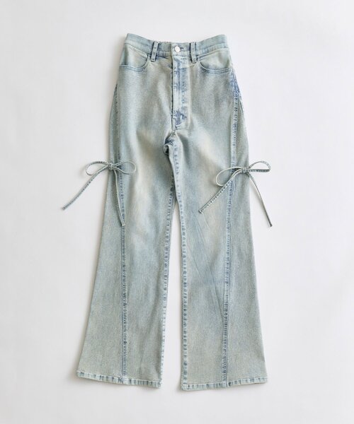 OLIVE des OLIVE（オリーブデオリーブ）の「美脚ストレッチフレアデニムパンツ（デニムパンツ・レディース・ブルー/サックスブルー/ピンク・MEDIUM/SMALL）」の5枚目の写真