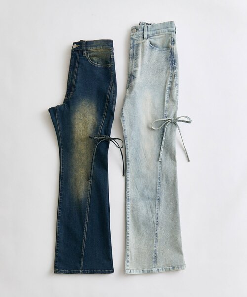 OLIVE des OLIVE（オリーブデオリーブ）の「美脚ストレッチフレアデニムパンツ（デニムパンツ・レディース・ブルー/サックスブルー/ピンク・MEDIUM/SMALL）」の18枚目の写真