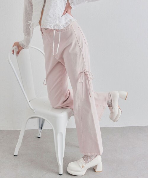 OLIVE des OLIVE（オリーブデオリーブ）の「美脚ストレッチフレアデニムパンツ（デニムパンツ・レディース・ブルー/サックスブルー/ピンク・MEDIUM/SMALL）」の20枚目の写真