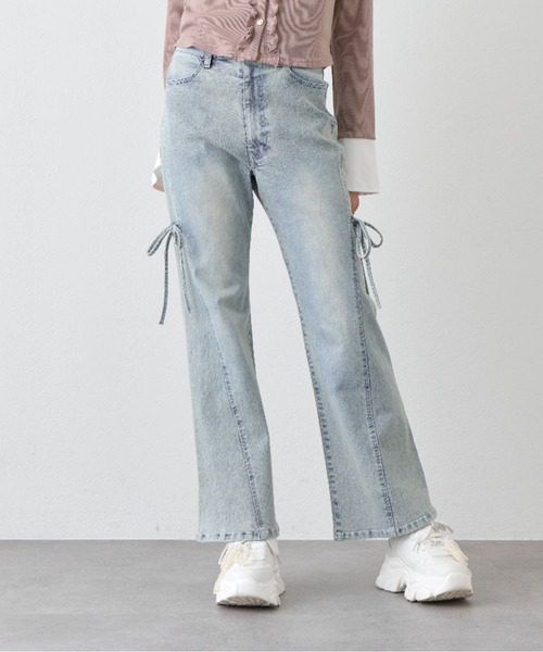 OLIVE des OLIVE(オリーブデオリーブ)の「美脚ストレッチフレアデニムパンツ(デニムパンツ・レディース・ブルー/サックスブルー/ピンク・MEDIUM/SMALL)」の5枚目の写真