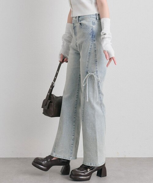 OLIVE des OLIVE(オリーブデオリーブ)の「美脚ストレッチフレアデニムパンツ(デニムパンツ・レディース・ブルー/サックスブルー/ピンク・MEDIUM/SMALL)」の9枚目の写真