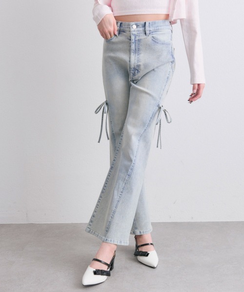 OLIVE des OLIVE(オリーブデオリーブ)の「美脚ストレッチフレアデニムパンツ(デニムパンツ・レディース・ブルー/サックスブルー/ピンク・MEDIUM/SMALL)」の8枚目の写真