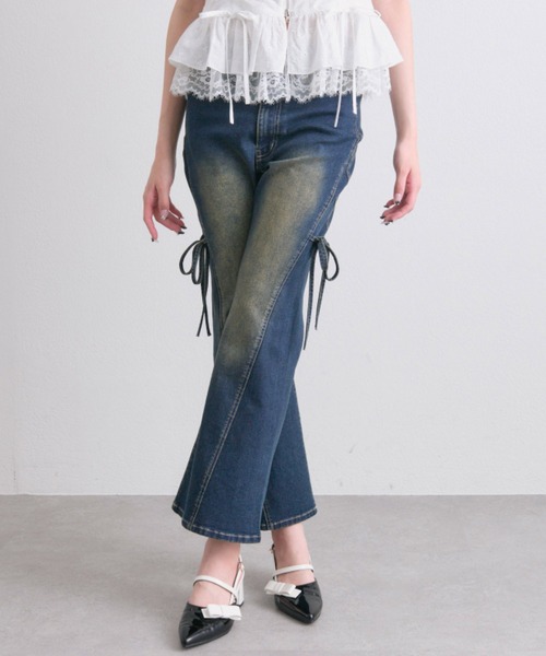 OLIVE des OLIVE(オリーブデオリーブ)の「美脚ストレッチフレアデニムパンツ(デニムパンツ・レディース・ブルー/サックスブルー/ピンク・MEDIUM/SMALL)」の11枚目の写真