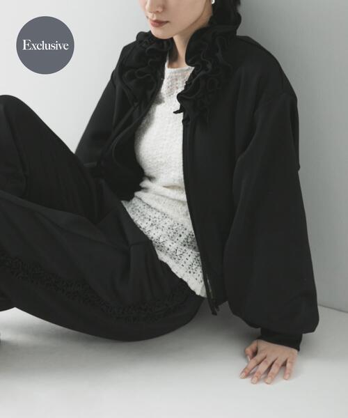 crinkle crinkle crinkle(クリンクルクリンクルクリンクル)の「『別注』crinkle crinkle crinkle×URBAN RESEARCH FRILL COLLER TRACK JACKET(ブルゾン・レディース・ブラック・FREE)」の1枚目の写真