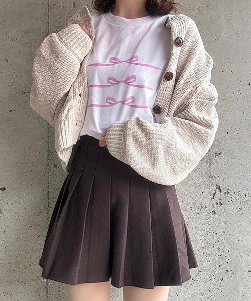 etta(エタ)の「ピンクガーリーリボンロンT/長袖Tシャツ(Tシャツ/カットソー・レディース・ホワイト・MEDIUM/LARGE/SMALL)」の10枚目の写真