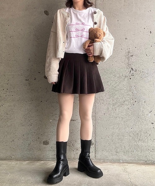 etta(エタ)の「ピンクガーリーリボンロンT/長袖Tシャツ(Tシャツ/カットソー・レディース・ホワイト・MEDIUM/LARGE/SMALL)」の5枚目の写真