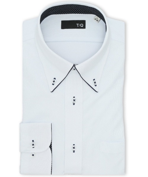 TAKA-Q(タカキュー)の「ワイシャツ メンズ ストレッチ 吸水速乾 ノンアイロン ボタンダウン 長袖 ビジネス ドレス NEWスタンダードフィット(ビジネスシャツ・メンズ・サックスブルー・首回り39cm-裄丈80cm/首回り41cm-裄丈86cm/首回り45cm-裄丈86cm/首回り39cm-裄丈84cm/首回り41cm-裄丈82cm/首回り43cm-裄丈82cm/首回り43cm-裄丈86cm/首回り37cm-裄丈80cm)」の1枚目の写真