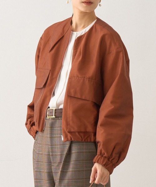 DESIGNWORKS（デザインワークス）の「ノーカラービッグポケットツイルショートブルゾン（ブルゾン・レディース・ブラック・38）」の11枚目の写真