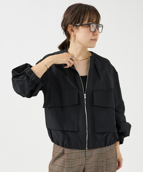 DESIGNWORKS（デザインワークス）の「ノーカラービッグポケットツイルショートブルゾン（ブルゾン・レディース・ブラック・38）」の10枚目の写真