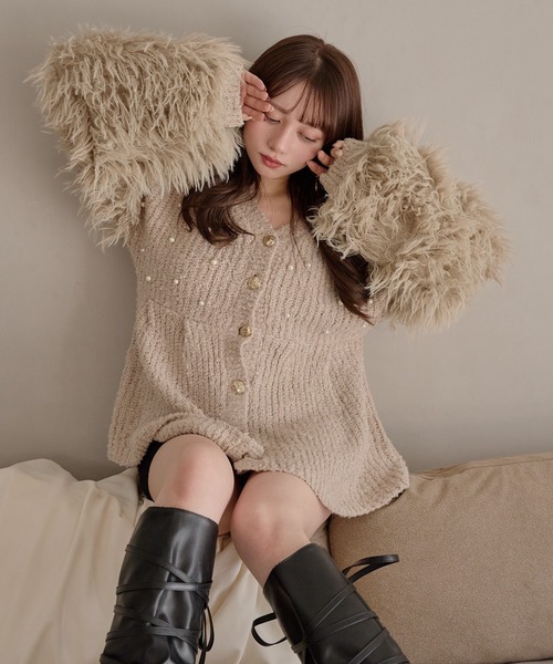 shaggy sleeve peplum knit / シャギースリーブペプラムニット（ニット