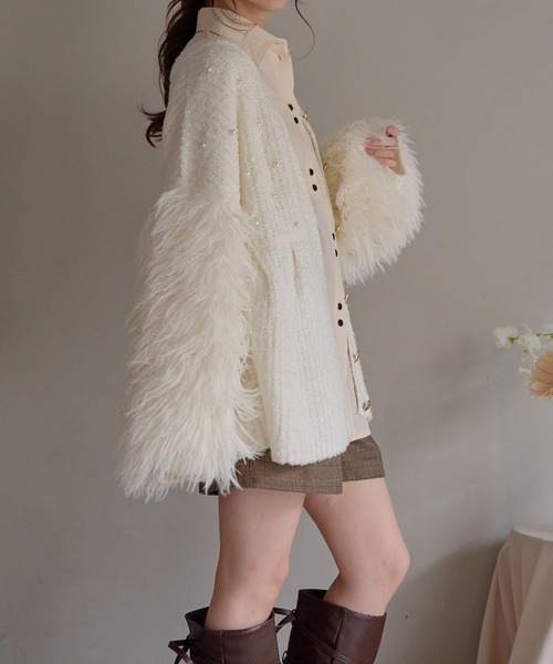 mideal(マイディール)の「shaggy sleeve peplum knit / シャギースリーブペプラムニット(ニット/セーター・レディース・グリーン/ピンクベージュ/アイボリー・FREE)」の21枚目の写真