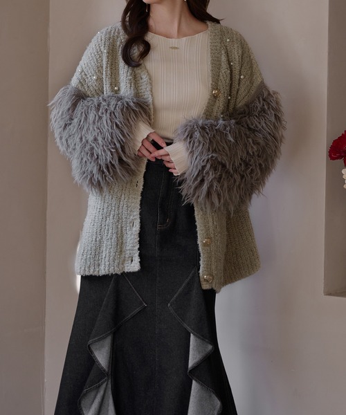 shaggy sleeve peplum knit / シャギースリーブペプラムニット（ニット