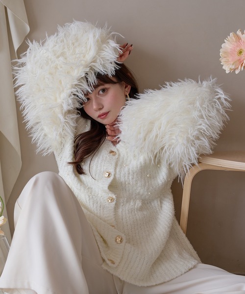 shaggy sleeve peplum knit / シャギースリーブペプラムニット（ニット