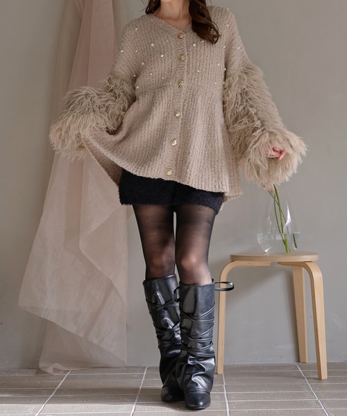 shaggy sleeve peplum knit / シャギースリーブペプラムニット（ニット