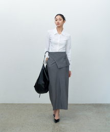 MAKE A TOAST（メイクアトースト）の「フロントスリットダブルペンシルスカートグレー MBESSK001GR（スカート）」