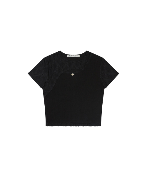 LARTIGENT(ラーティゼン)の「L17 LACE TOP(BLACK)(Tシャツ/カットソー・レディース・その他・FREE)」の1枚目の写真