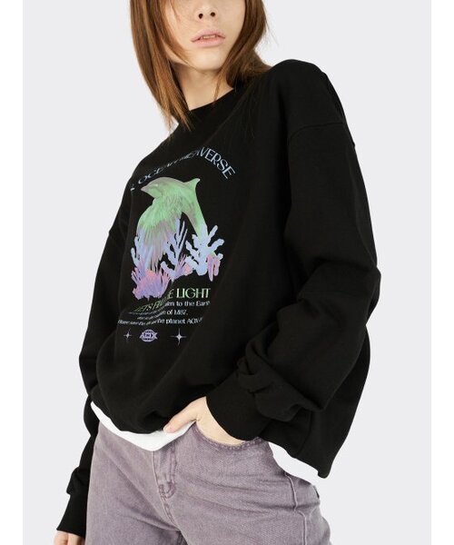 AOX(エーオーエックス)の「リソグラフィック Birphin スウェット ブラック(スウェット・メンズ・ブラック・M/L/S)」の6枚目の写真
