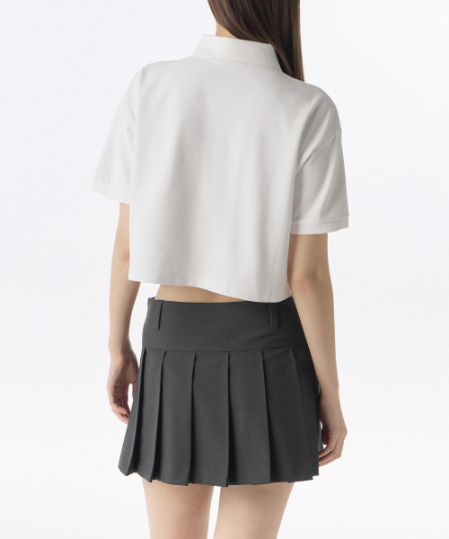 MUSINSA STANDARD WOMAN（ムシンサスタンダードウーマン）の「[クールタンダード] ウィメンズ リラックスド クロップ ピケ ポロシャツ [ホワイト]（ポロシャツ・レディース・その他・LARGE/MEDIUM/SMALL/X-SMALL）」の4枚目の写真