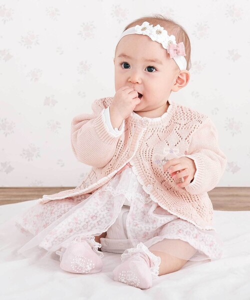 SLAP SLIP BABY(スラップスリップベビー)の「レース編みモチーフ刺しゅうニットカーディガンベビー(70~80cm)(その他ベビーウェア・キッズ・ピンク/オフホワイト・FREE)」の4枚目の写真