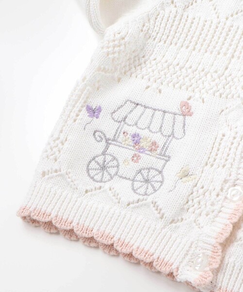 SLAP SLIP BABY(スラップスリップベビー)の「レース編みモチーフ刺しゅうニットカーディガンベビー(70~80cm)(その他ベビーウェア・キッズ・ピンク/オフホワイト・FREE)」の11枚目の写真