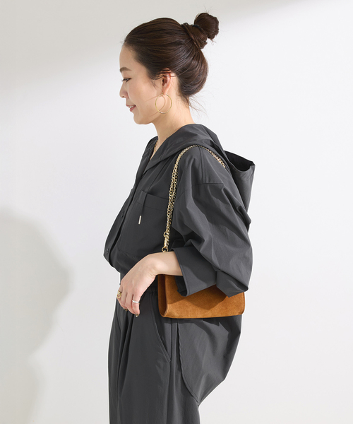 B.C STOCK(ベーセーストック)の「《2点セット》ウォッシャブル / 撥水フードシャツ/パンツSET UP(その他パンツ・レディース・ベージュ/ブラック・FREE)」の7枚目の写真