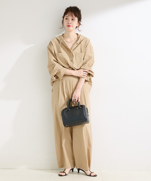 B.C STOCK(ベーセーストック)の「《2点セット》ウォッシャブル / 撥水フードシャツ/パンツSET UP(その他パンツ・レディース・ベージュ/ブラック・FREE)」の12枚目の写真