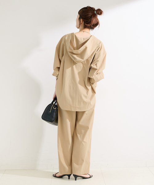 B.C STOCK(ベーセーストック)の「《2点セット》ウォッシャブル / 撥水フードシャツ/パンツSET UP(その他パンツ・レディース・ベージュ/ブラック・FREE)」の14枚目の写真