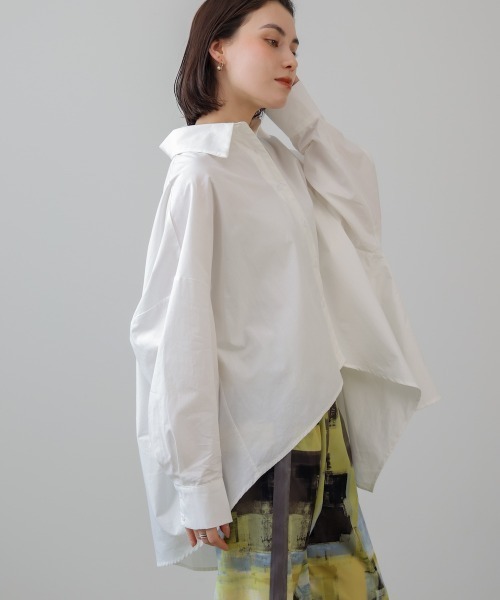 Bou Jeloud(ブージュルード)の「アシメシャツチュニック(シャツ/ブラウス・レディース・ピンク/オフホワイト・38)」の1枚目の写真