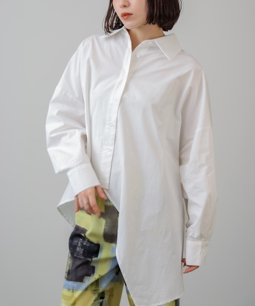 Bou Jeloud(ブージュルード)の「アシメシャツチュニック(シャツ/ブラウス・レディース・ピンク/オフホワイト・38)」の3枚目の写真