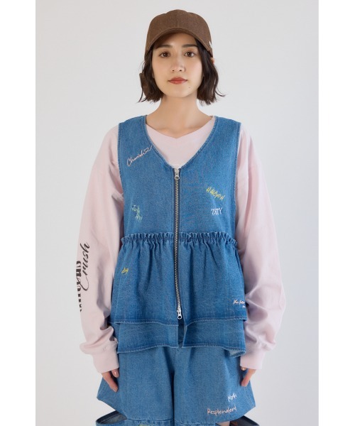 RODEO CROWNS WIDE BOWL（ロデオクラウンズワイドボウル）の「embroideryフロントジップベスト（ベスト・レディース・ホワイト/ブラック/ブルー・FREE）」の22枚目の写真