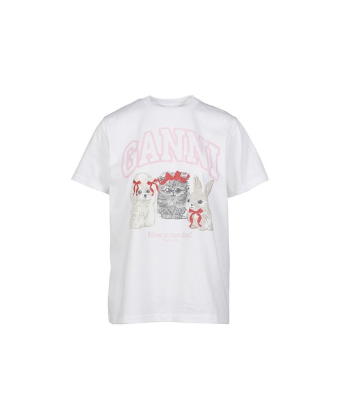 GANNI（ガニー）の「BASIC COTTON JERSEY CUTE ANIMALS（Tシャツ/カットソー・メンズ・ホワイト・MEDIUM/SMALL/X-SMALL）」の2枚目の写真