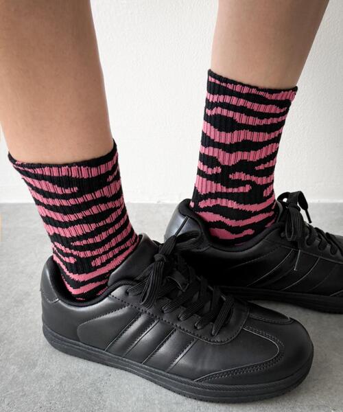 WEGO（ウィゴー）の「WEGO/ゼブラ柄リブソックス（ソックス/靴下・レディース・ピンク/ダークグレー・23-25cm）」の6枚目の写真