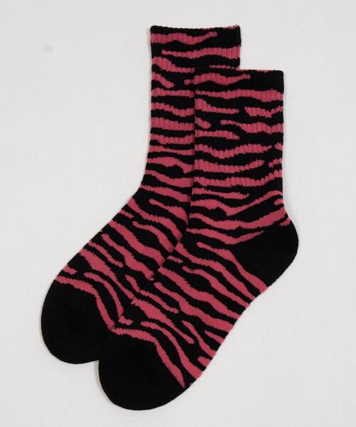 WEGO（ウィゴー）の「WEGO/ゼブラ柄リブソックス（ソックス/靴下・レディース・ピンク/ダークグレー・23-25cm）」の8枚目の写真