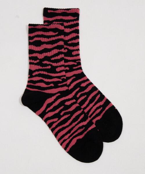 WEGO（ウィゴー）の「WEGO/ゼブラ柄リブソックス（ソックス/靴下・レディース・ピンク/ダークグレー・23-25cm）」の9枚目の写真