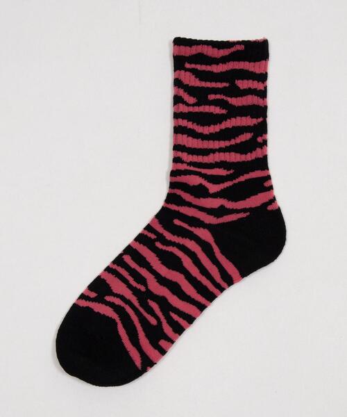 WEGO（ウィゴー）の「WEGO/ゼブラ柄リブソックス（ソックス/靴下・レディース・ピンク/ダークグレー・23-25cm）」の10枚目の写真