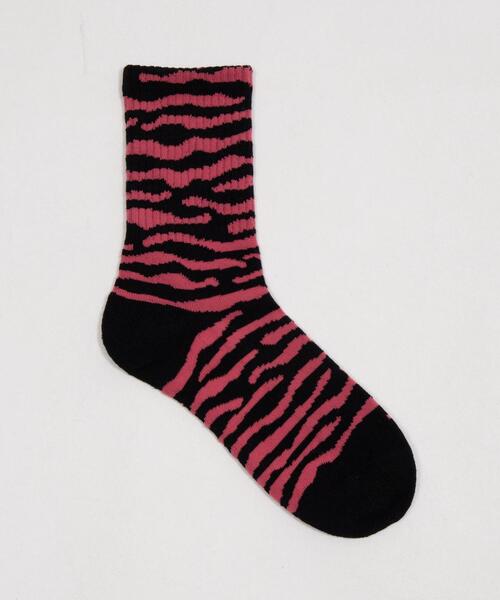 WEGO（ウィゴー）の「WEGO/ゼブラ柄リブソックス（ソックス/靴下・レディース・ピンク/ダークグレー・23-25cm）」の11枚目の写真