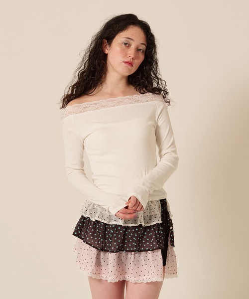 TINA:JOJUN(ティーナジョジュン)の「シフォン フリル ラップ レイヤード ショートパンツ TINA:JOJUN(その他パンツ・レディース・ベージュ/ブラック・S/M)」の14枚目の写真