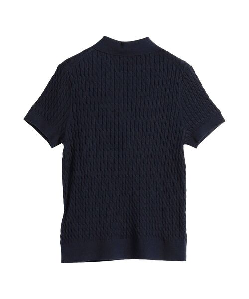 TOMMY HILFIGER（トミーヒルフィガー）の「コットンケーブルファインゲージクルーネックショートスリーブポロセーター（ポロシャツ・レディース・ブルー/グレー/マルチ/ピンク・XX-SMALL/SMALL/X-SMALL/MEDIUM）」の9枚目の写真