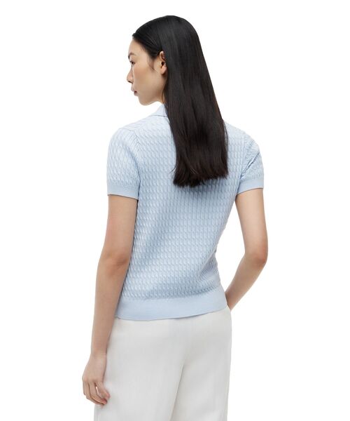 TOMMY HILFIGER（トミーヒルフィガー）の「コットンケーブルファインゲージクルーネックショートスリーブポロセーター（ポロシャツ・レディース・ブルー/グレー/マルチ/ピンク・XX-SMALL/SMALL/X-SMALL/MEDIUM）」の10枚目の写真