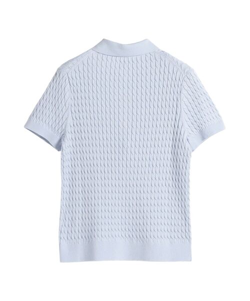 TOMMY HILFIGER(トミーヒルフィガー)の「コットンケーブルファインゲージクルーネックショートスリーブポロセーター(ポロシャツ・レディース・ブルー/グレー/マルチ/ピンク・XX-SMALL/SMALL/X-SMALL/MEDIUM)」の10枚目の写真