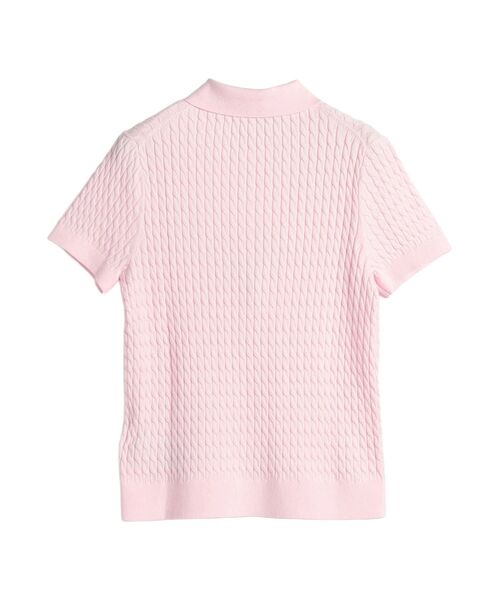 TOMMY HILFIGER(トミーヒルフィガー)の「コットンケーブルファインゲージクルーネックショートスリーブポロセーター(ポロシャツ・レディース・ブルー/グレー/マルチ/ピンク・XX-SMALL/SMALL/X-SMALL/MEDIUM)」の5枚目の写真