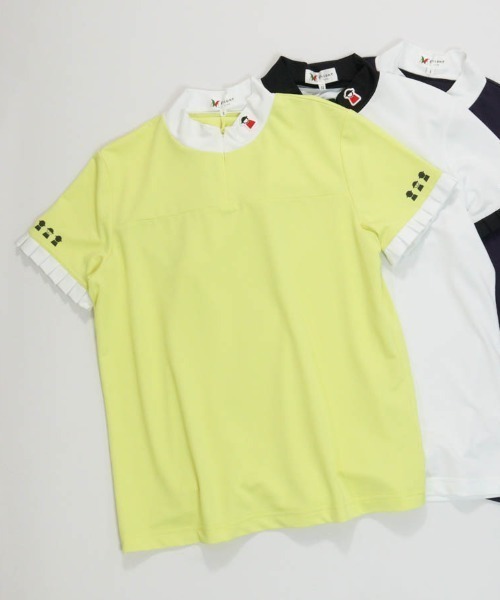 Picone CLUB(ピッコーネクラブ)の「プリーツ袖UV速乾プルオーバー(Tシャツ/カットソー・レディース・ホワイト/ネイビー/イエロー・13号/11号/9号)」の1枚目の写真