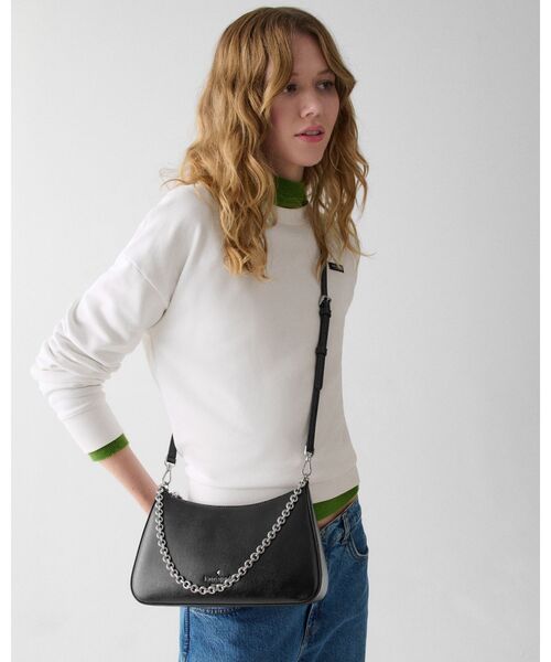 kate spade new york（ケイトスペード ニューヨーク）の「マルゴー テクスチャード パテント レザー コンバーチブル クロスボディ（ショルダーバッグ・レディース・ブラック・ONESIZE）」の5枚目の写真