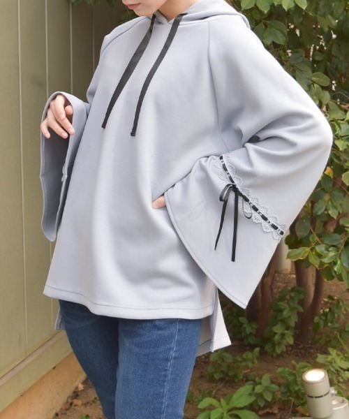 axes femme(アクシーズファム)の「花粉ガードポンチョ風プルオーバー(Tシャツ/カットソー・レディース・ブルーグレー/キナリ/ミント・FREE)」の6枚目の写真