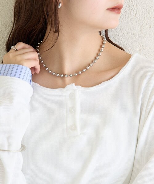 mystic(ミスティック)の「ヘンリーネックチビロンT(Tシャツ/カットソー・レディース・グレー/オフホワイト/グリーン・FREE)」の20枚目の写真